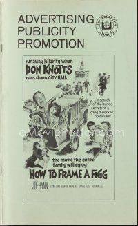 9h447 HOW TO FRAME A FIGG pressbook '71 Joe Flynn, wacky comedy images of Don Knotts!
