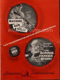 9h454 MACHINE GUN KELLY/BONNIE PARKER STORY pressbook '58 two hunderous blasts of movie greatness!