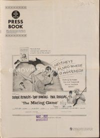 9h458 MATING GAME pressbook '59 Debbie Reynolds & Tony Randall are fooling around in the hay!