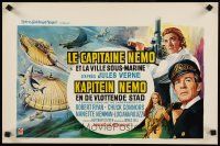 9j393 CAPTAIN NEMO & THE UNDERWATER CITY Belgian '70 artwork of cast, scuba divers & cool ship!