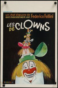 9j399 CLOWNS Belgian '71 Federico Fellini, wonderful artwork of many circus clowns by Ferracci!