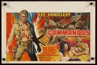 9j400 COMMANDOS Belgian '68 different action art of barechested Lee Van Cleef, Jack Kelly, WWII!