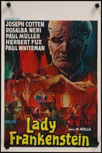 9j428 LADY FRANKENSTEIN Belgian '74 La figlia di Frankenstein, sexy Italian horror art!