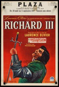 9j451 RICHARD III Belgian '56 Laurence Olivier as director and art of him in the title role!