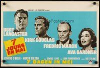 9j455 SEVEN DAYS IN MAY Belgian '64 Burt Lancaster, Kirk Douglas, Fredric March & Ava Gardner!