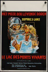 9j472 ZOMBIE LAKE Belgian '81 Rollin's, Le Lac Des Morts Vivants, art of Nazi undead & girl!