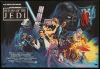 9j124 RETURN OF THE JEDI British quad '83 George Lucas classic, completely different art by Kirby!
