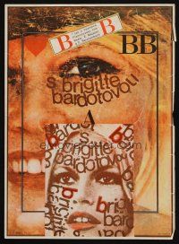 9j233 BRIGITTE BARDOT Czech 11x16 '70 really cool Ziegler art of Brigitte Bardot!