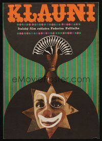 9j242 CLOWNS Czech 11x16 '73 Federico Fellini, artwork of circus clown by Nemecek!