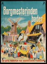 9j495 DAS BAD AUF DER TENNE Danish '43 Volker von Collande directed, art of small village!