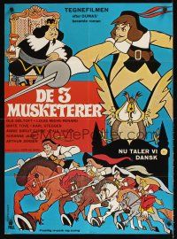 9j497 DE 3 MUSKETERER Danish '70s Kotschack artwork of Three Musketeers in action!