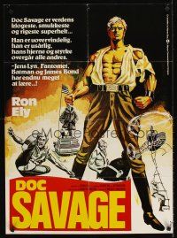 9j500 DOC SAVAGE Danish '75 artwork of Ron Ely as The Man of Bronze, written by George Pal!