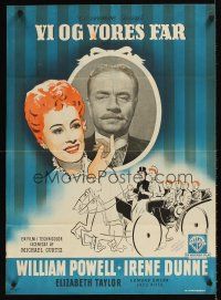9j542 LIFE WITH FATHER Danish '49 cool art of William Powell & Irene Dunne!