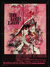 9j549 MY FAIR LADY Danish '64 classic art of Audrey Hepburn & Rex Harrison by Bob Peak!