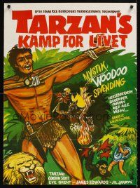 9j570 TARZAN'S FIGHT FOR LIFE Danish '58 close up art of Gordon Scott bound with arms outstretched!