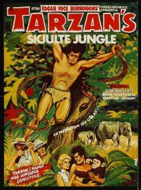 9j571 TARZAN'S HIDDEN JUNGLE Danish R70s cool artwork of Gordon Scott as Tarzan!