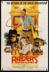 9j135 RAIDERS OF THE LOST ARK English 1sh R82 great art of adventurer Harrison Ford by Bysouth!