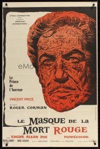 9j293 MASQUE OF THE RED DEATH French '64 cool montage art of Vincent Price by Reynold Brown!