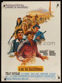 9j313 MacKENNA'S GOLD French 23x32 '69 Gregory Peck, Omar Sharif, Telly Savalas & Julie Newmar!