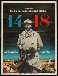 9j315 OVER THERE, 1914-18 French 23x32 '63 Jean Aurel WWI documentary, cool image of soldier!