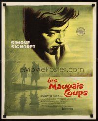9j338 NAKED AUTUMN French 15x21 '61 Les Mauvais coups, close-up art of Simone Signoret!