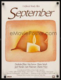9j356 SEPTEMBER French 15x21 '87 Woody Allen, cool art of candle by Jean-Michel Folon!