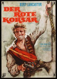 9j142 CRIMSON PIRATE German R65 Goetze art of Burt Lancaster swinging on rope w/pistol!