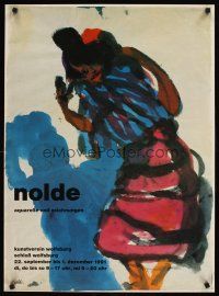 9j153 NOLDE German art exhibition '91 really cool watercolor artwork of dancer!