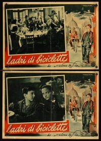 9j206 BICYCLE THIEF 2 Italian 13x18 pbustas '48 De Sica, great scenes of Maggiorani & Staiola!
