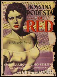 9j093 ROSANNA Mexican poster '53 La Red, Crox Alvarado, art of sexy Rossana Podesta!