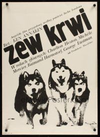 9j685 CALL OF THE WILD Polish 23x33 '75 Charlton Heston, Michele Mercier, Erol art of sled dogs!