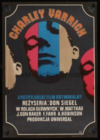 9j688 CHARLEY VARRICK Polish 23x33 '75 Walter Matthau in Don Siegel crime classic, Czarnecki art!