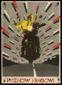 9j755 PROTIV KINGA Polish 23x33 '75 Bosko Bozin, Eugen Verber, cool art of biker on road!