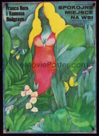 9j757 QUIET PLACE IN THE COUNTRY Polish 23x33 '73 artwork of sexy Vanessa Redgrave by Mucha!