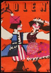 9j655 POLEN Polish travel poster '62 Waldemar Swierzy art of dancing couple!