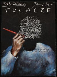 9j667 TULACZE stage play Polish 27x38 '90s cool Andrzej Pagowski art of man drawing his own face!