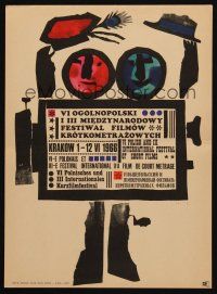9j622 VI POLISH & III FESTIVAL OF SHORT FILMS Polish film festival poster '66 Lenica art of camera!