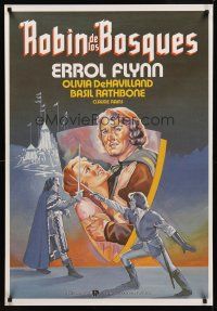 9j055 ADVENTURES OF ROBIN HOOD Spanish R80s art of Errol Flynn as Robin Hood, Olivia De Havilland!