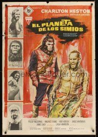 9j062 PLANET OF THE APES Spanish '68 Charlton Heston, classic sci-fi, cool different artwork!