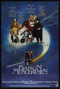 9k035 ADVENTURES OF BARON MUNCHAUSEN teaser 1sh '88 directed by Terry Gilliam, great artwork!