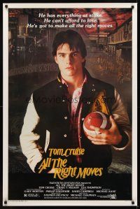 9k050 ALL THE RIGHT MOVES 1sh '83 close up of high school football player Tom Cruise!