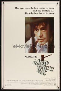 9k056 AND JUSTICE FOR ALL 1sh '79 directed by Norman Jewison, Al Pacino is out of order!