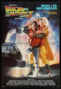 9k069 BACK TO THE FUTURE II 1sh '89 art of Michael J. Fox & Christopher Lloyd by Drew!