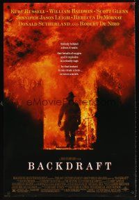 9k072 BACKDRAFT DS 1sh '91 firefighter Kurt Russell in blazing fire, directed by Ron Howard!