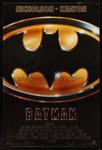 9k078 BATMAN glossy 1sh '89 Michael Keaton, Jack Nicholson, directed by Tim Burton!