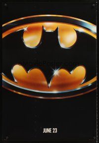 9k079 BATMAN matte teaser 1sh '89 Michael Keaton, Jack Nicholson, directed by Tim Burton!