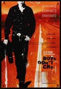9k115 BOYS DON'T CRY 1sh '99 Hilary Swank, a true story about finding the courage to be yourself!