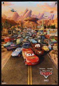 9k133 CARS advance DS 1sh '06 Walt Disney animated automobile racing, cool image of cast!