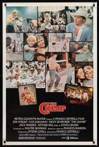 9k143 CHAMP 1sh '79 great montage image of boxer Jon Voight, Faye Dunaway!