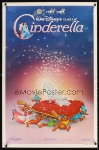 9k145 CINDERELLA 1sh R87 Walt Disney classic romantic musical cartoon, great art of slipper!